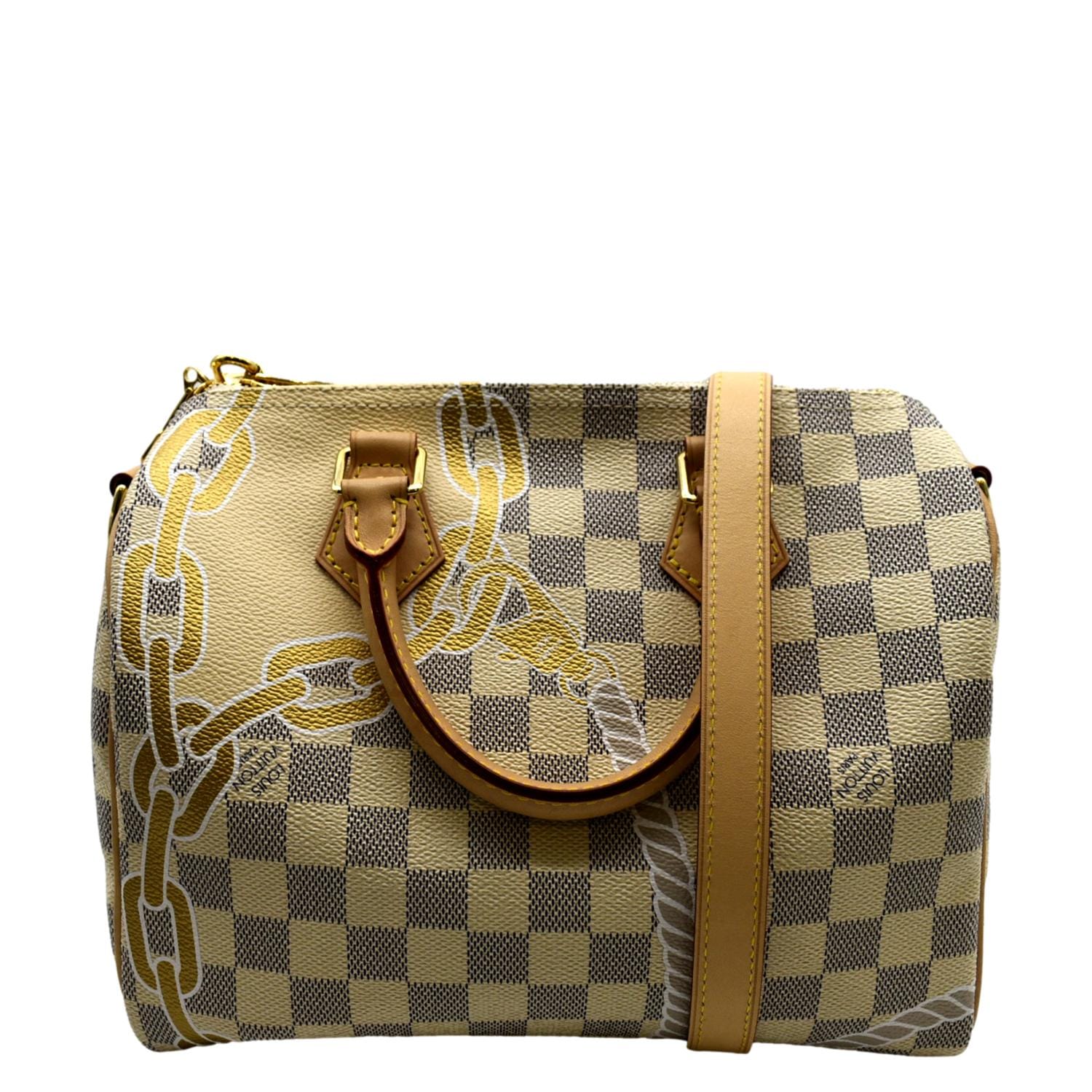 LOUIS VUITTON Nautical Speedy 25 Bandouliere Damier Azur Shoulder Bag White