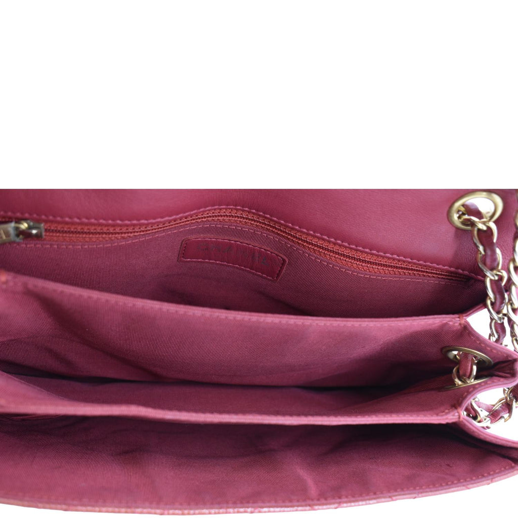 CHANEL 3 Pocket Accordion Flap Small Patent Leather Shoulder Bag Red