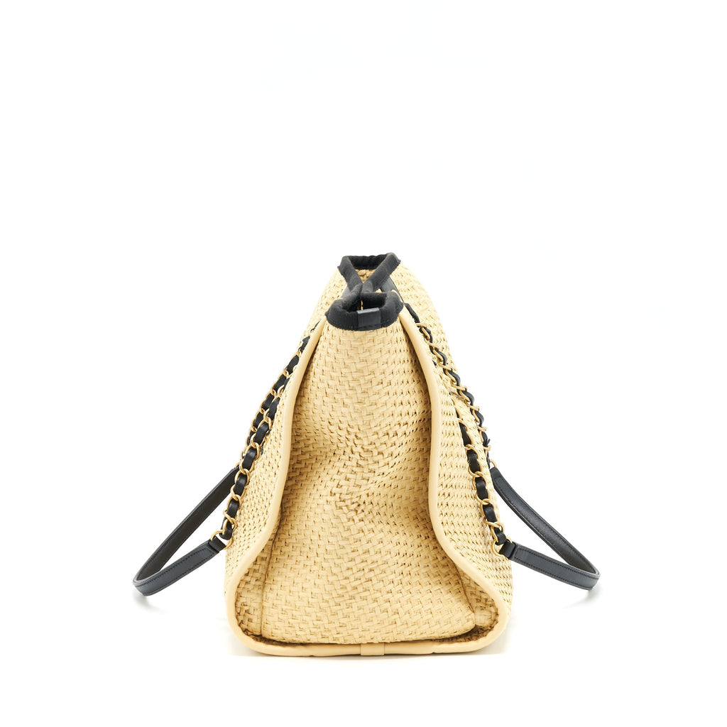 Chanel Gold Raffia Deauville Tote Bag