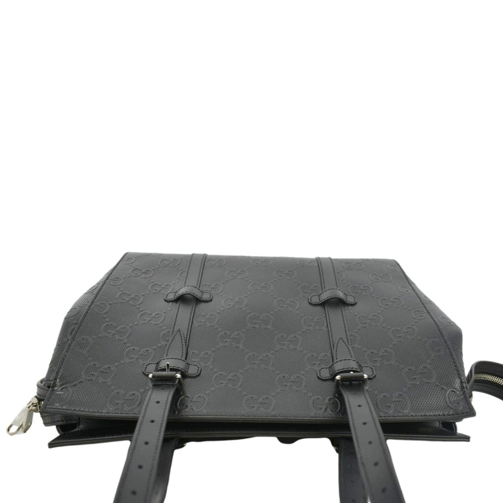 GUCCI GG Embossed Leather Tote Bag Black 232947
