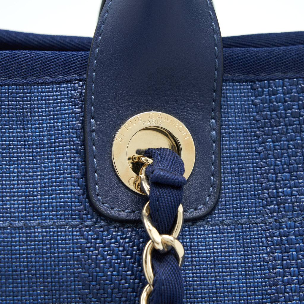 Chanel Deauville Tote Bag Canvas Dark Blue