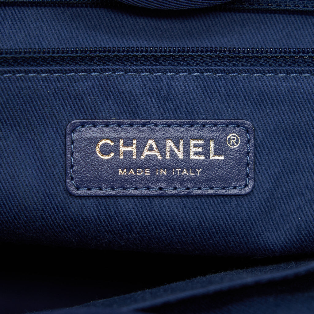 Chanel Deauville Tote Bag Canvas Dark Blue