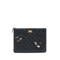 Chanel 2.55 Leather Clutch with Charm Black