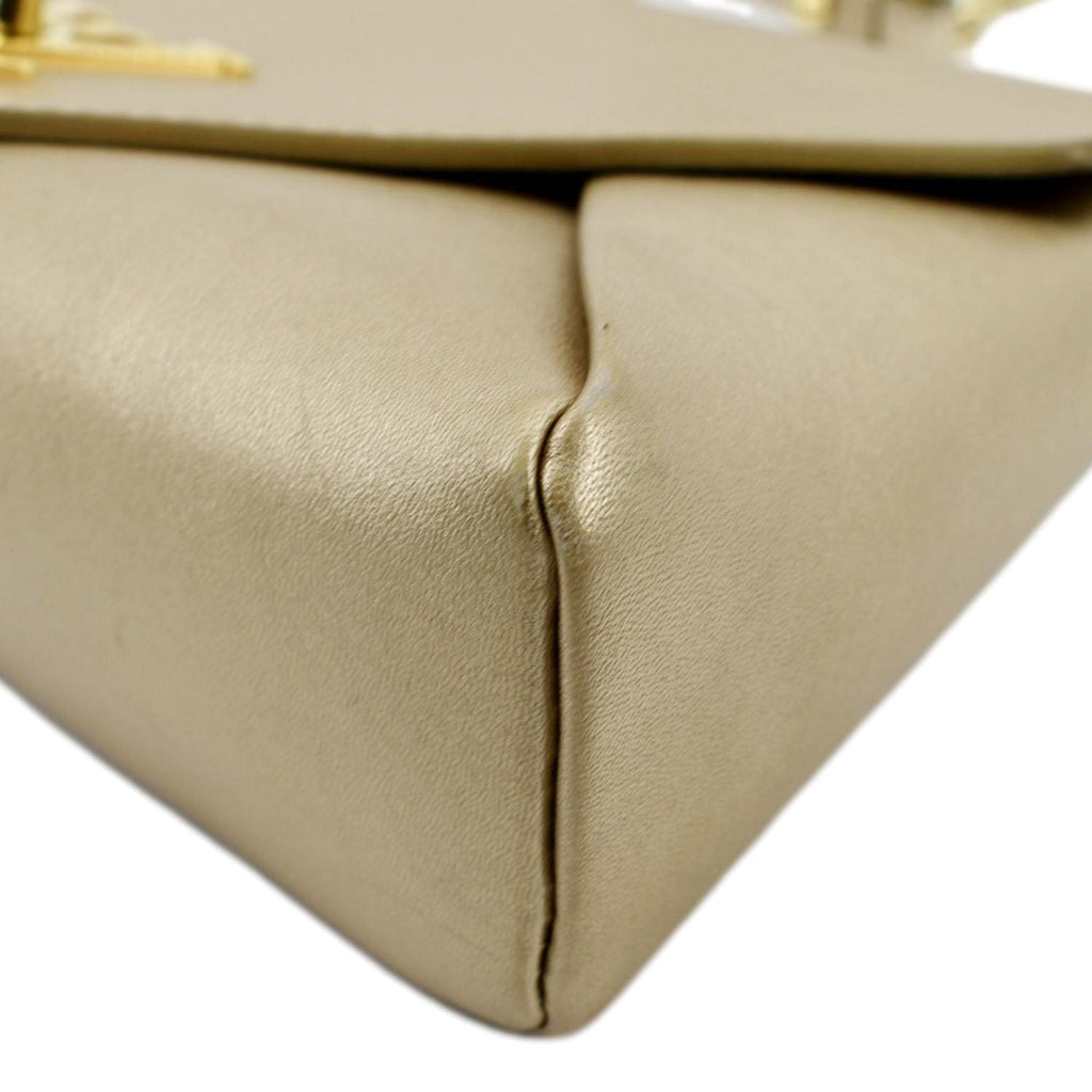 LOUIS VUITTON Love Note Metallic Calfskin Chain Shoulder Bag Gold