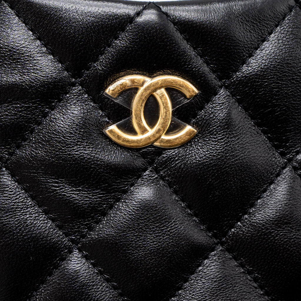 Chanel 22k Hobo Shoulder Bag Lambskin Black  (Microchip)