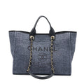 Chanel Deauville Tote Bag Tweed Dark Grey / Black L (Microchip)