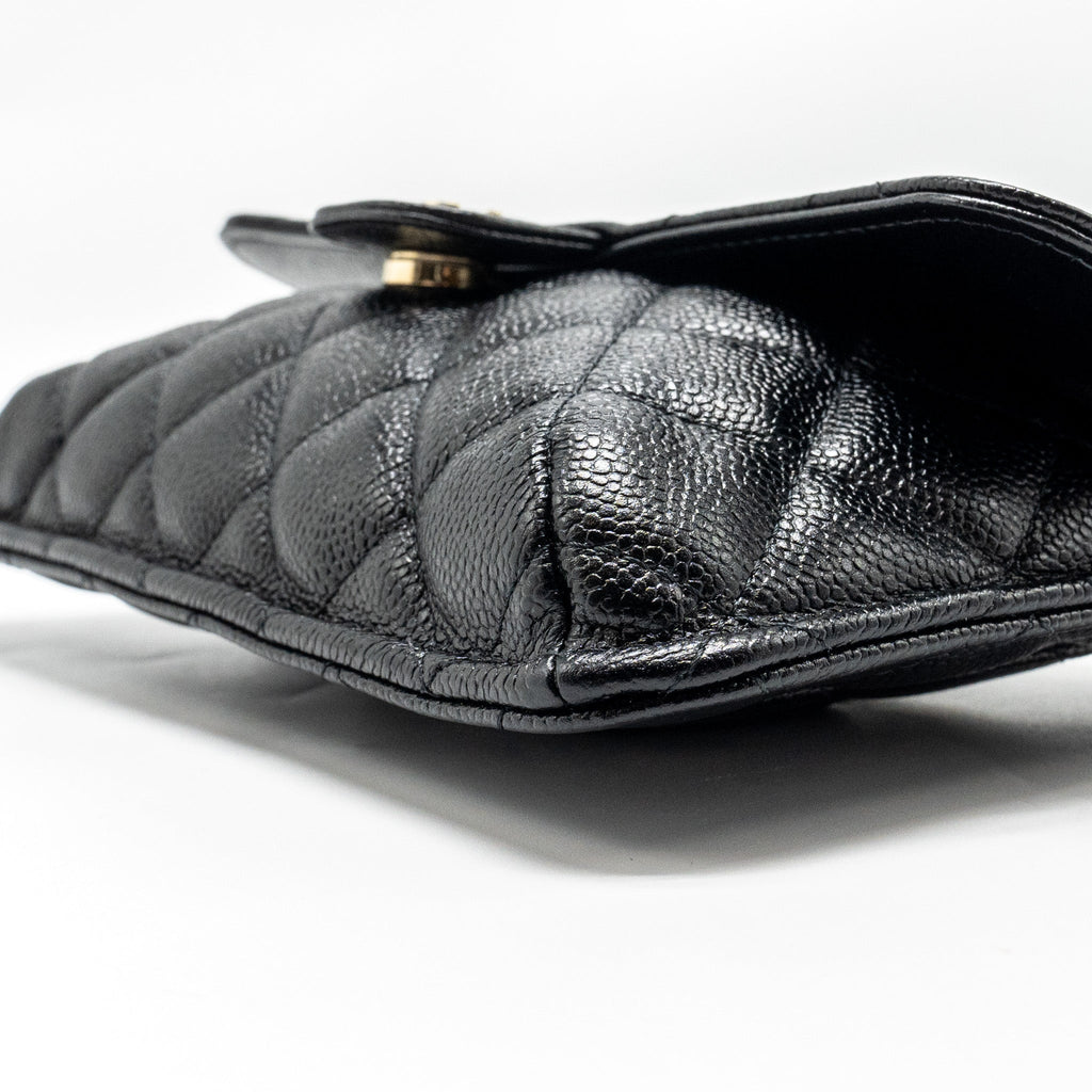 Chanel Chain Wallet /Foldable Shopping Tote Caviar/Jersey Fabric Black/Multicolour L