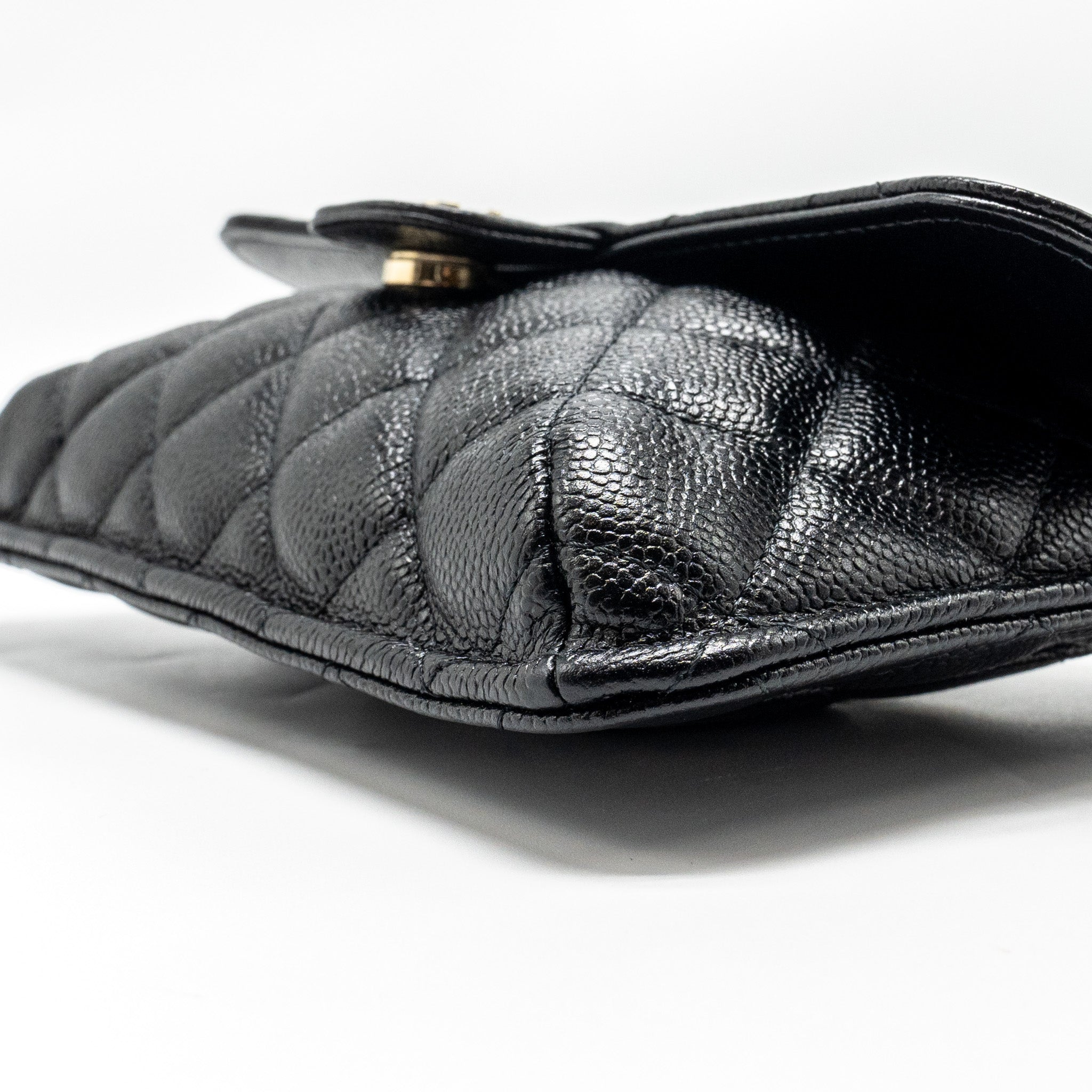 Chanel Chain Wallet /Foldable Shopping Tote Caviar/Jersey Fabric Black/Multicolour L