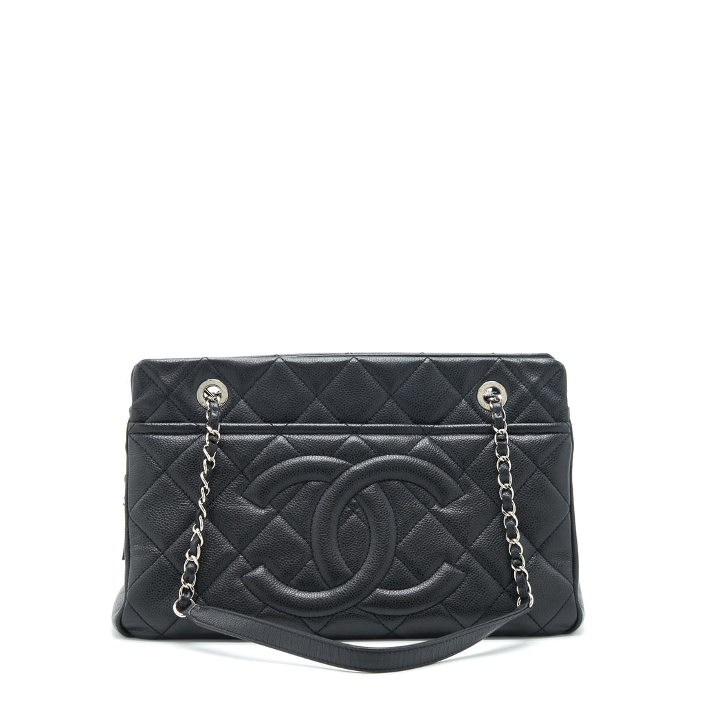 Chanel CC Logo Tote Bag Caviar Black