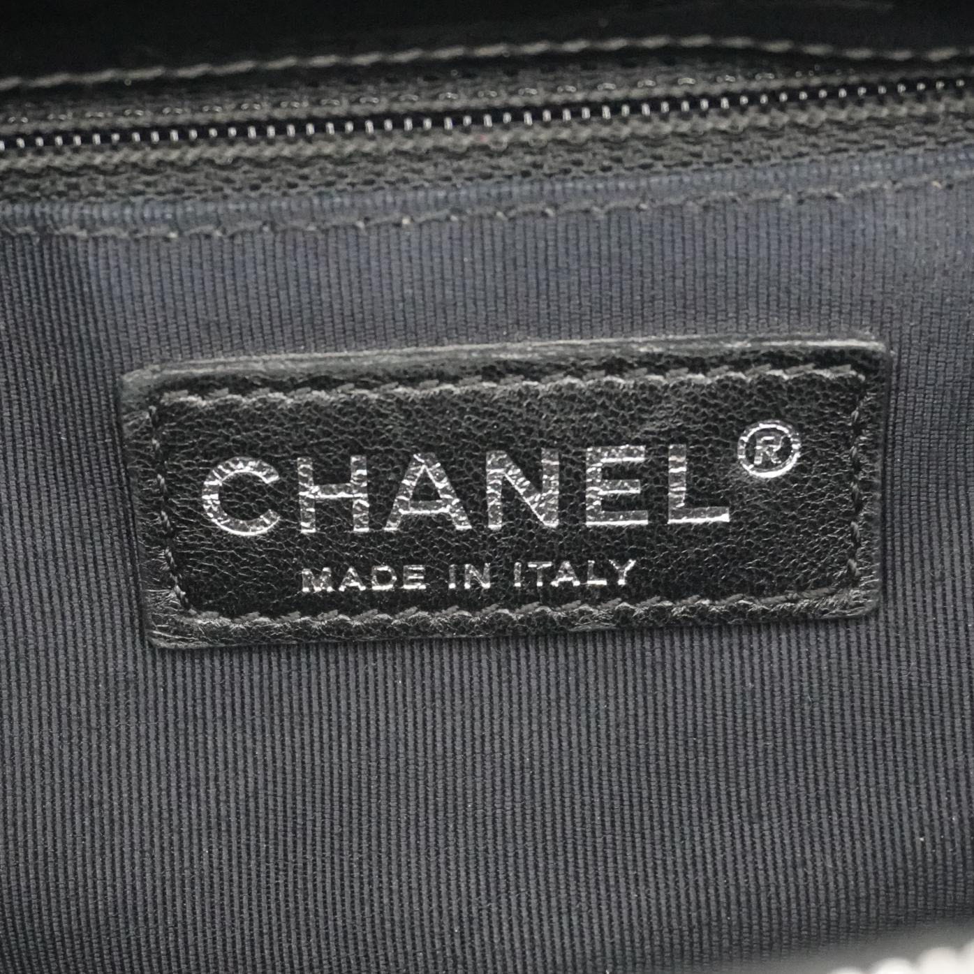 CHANEL Grand Shopping Patent Quilted Leather GST Tote Bag Black