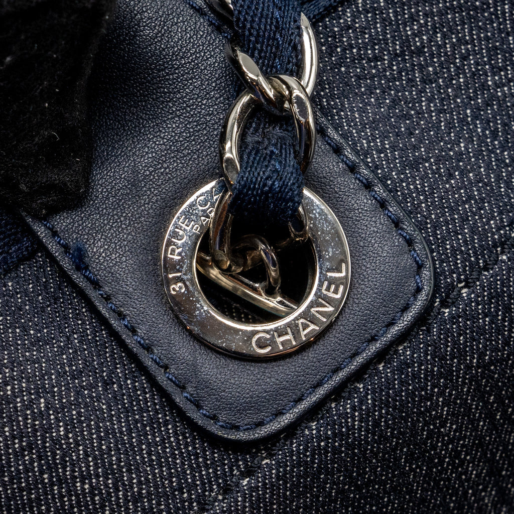 Chanel Deauville Tote Bag Canvas Blue Denim