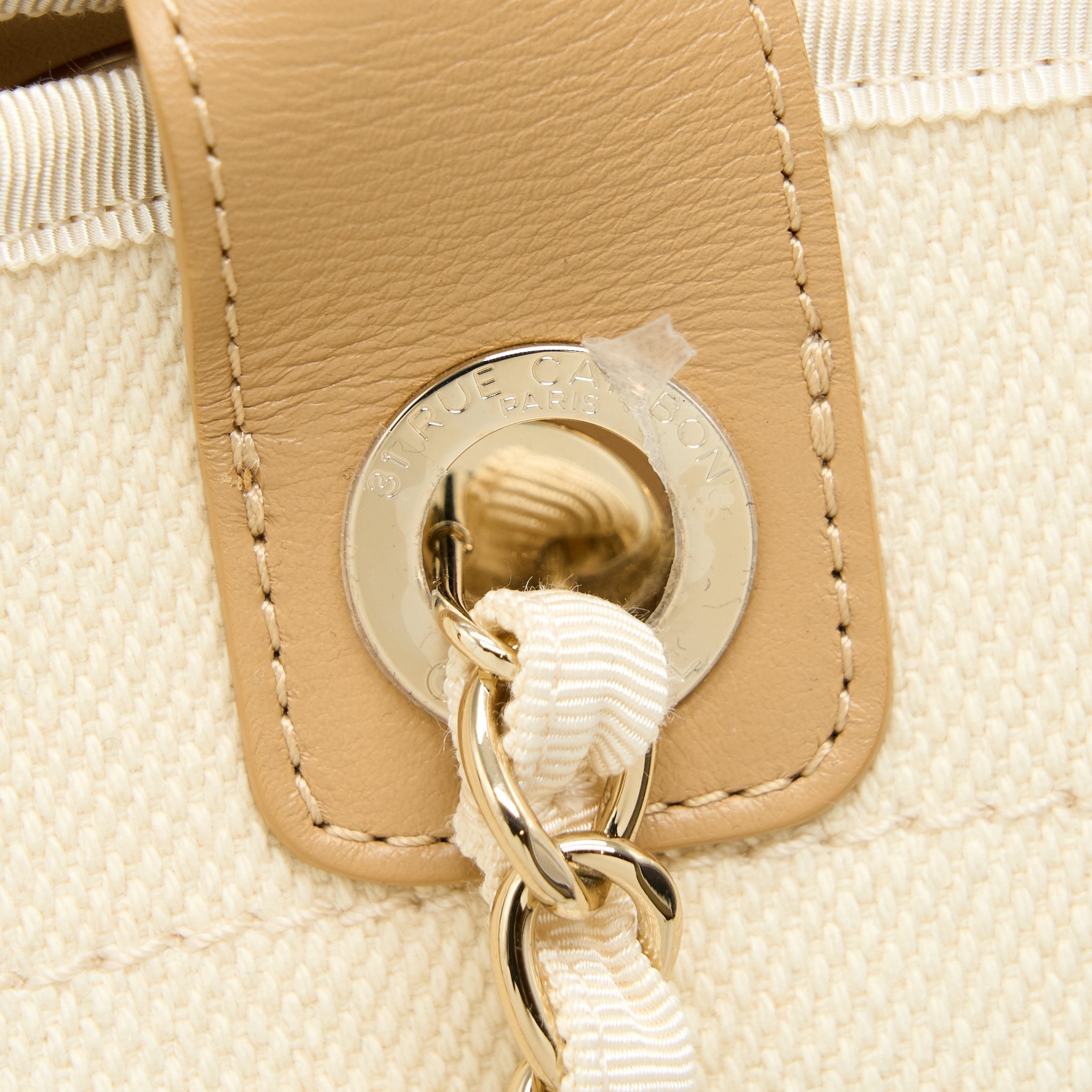 Chanel Deauville Tote Bag Canvas Light Beige L