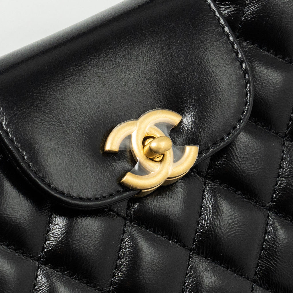 Chanel 24a Mini Shopping Tote/ Mini Kelly Calfskin Black  (microchip)
