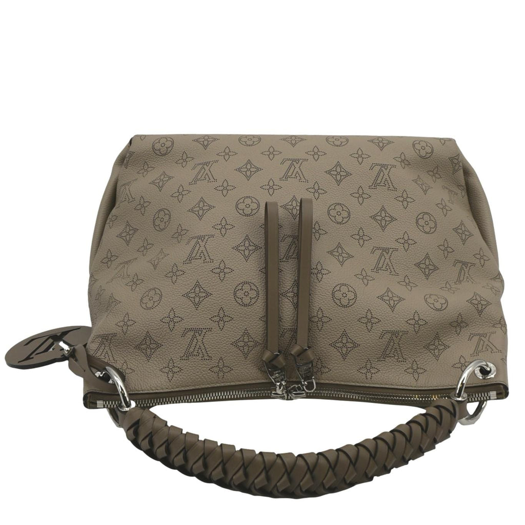 LOUIS VUITTON Beaubourg Mahina MM Leather Hobo Shoulder Bag Galet