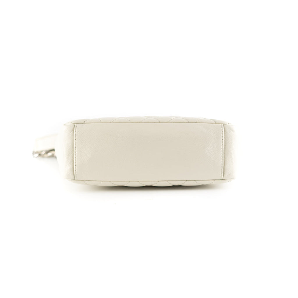 Chanel Quilted Caviar Petite Shopping Tote Cream (Olive undertone)
