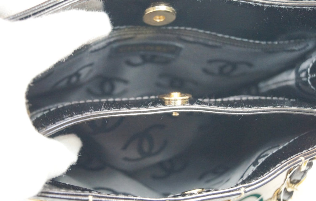 CHANEL Black Square Stitch CC Tote Shoulder Bag