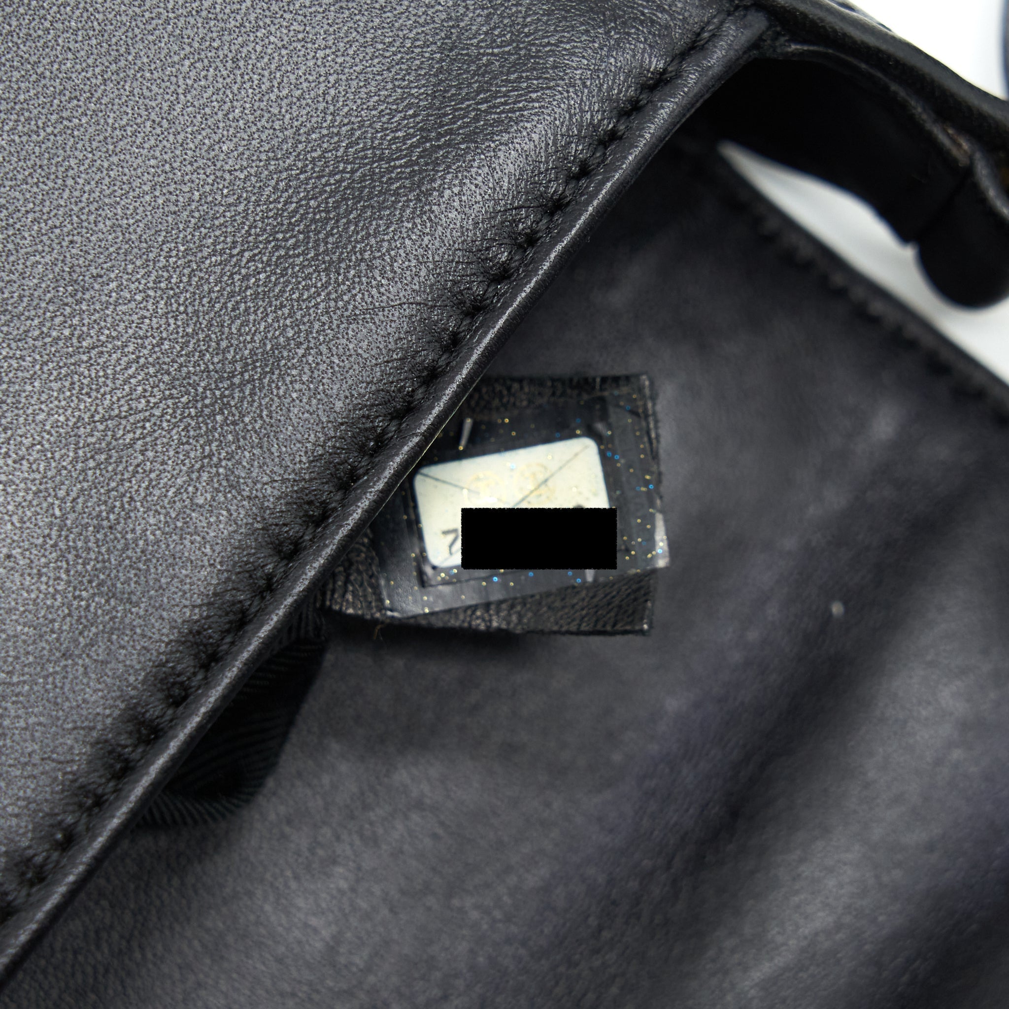 Chanel Vintage Chocolate Bar Flap Shoulder Bag Lambskin Black