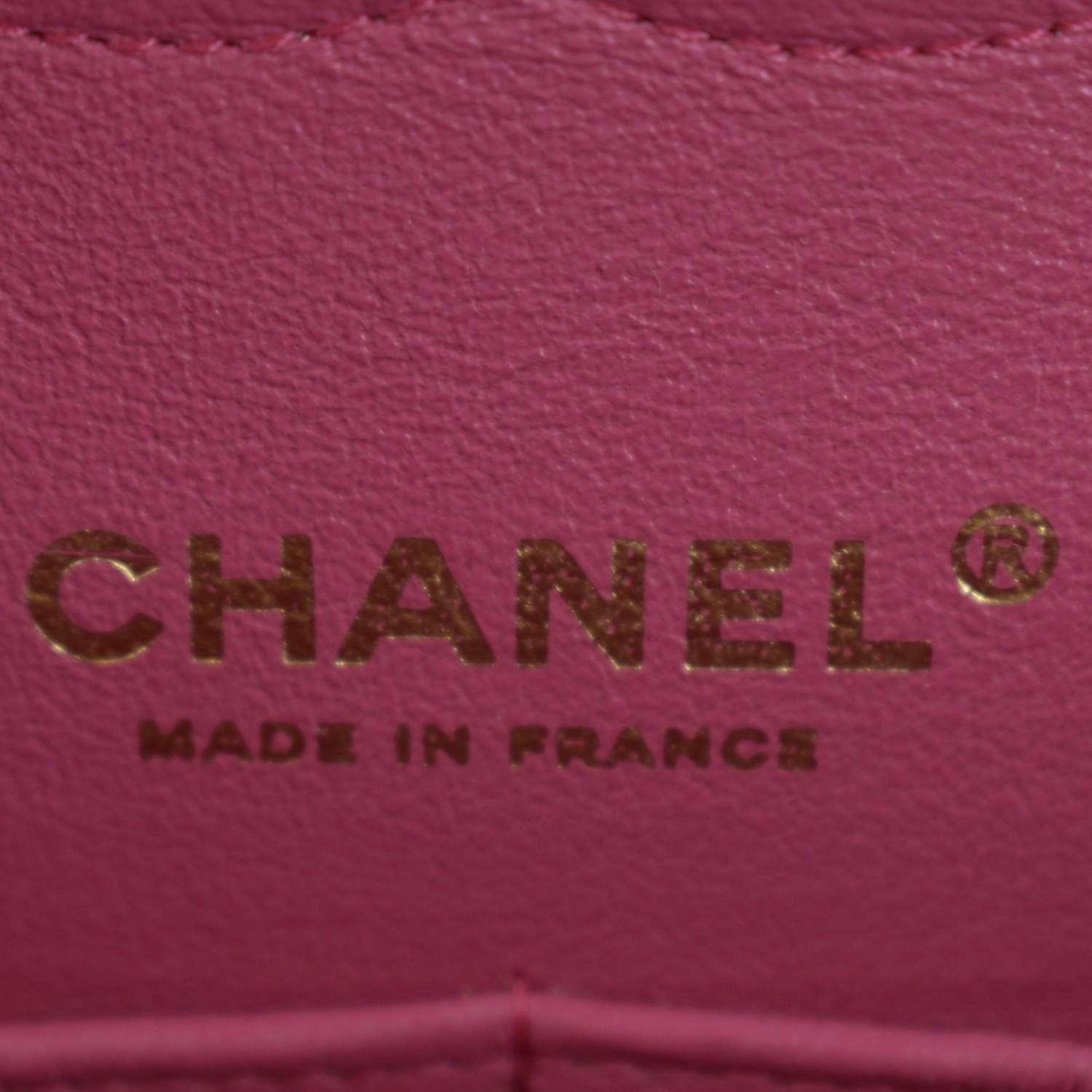 CHANEL Classic Medium Double Flap Quilted Lambskin Leather Shoulder Bag Pink