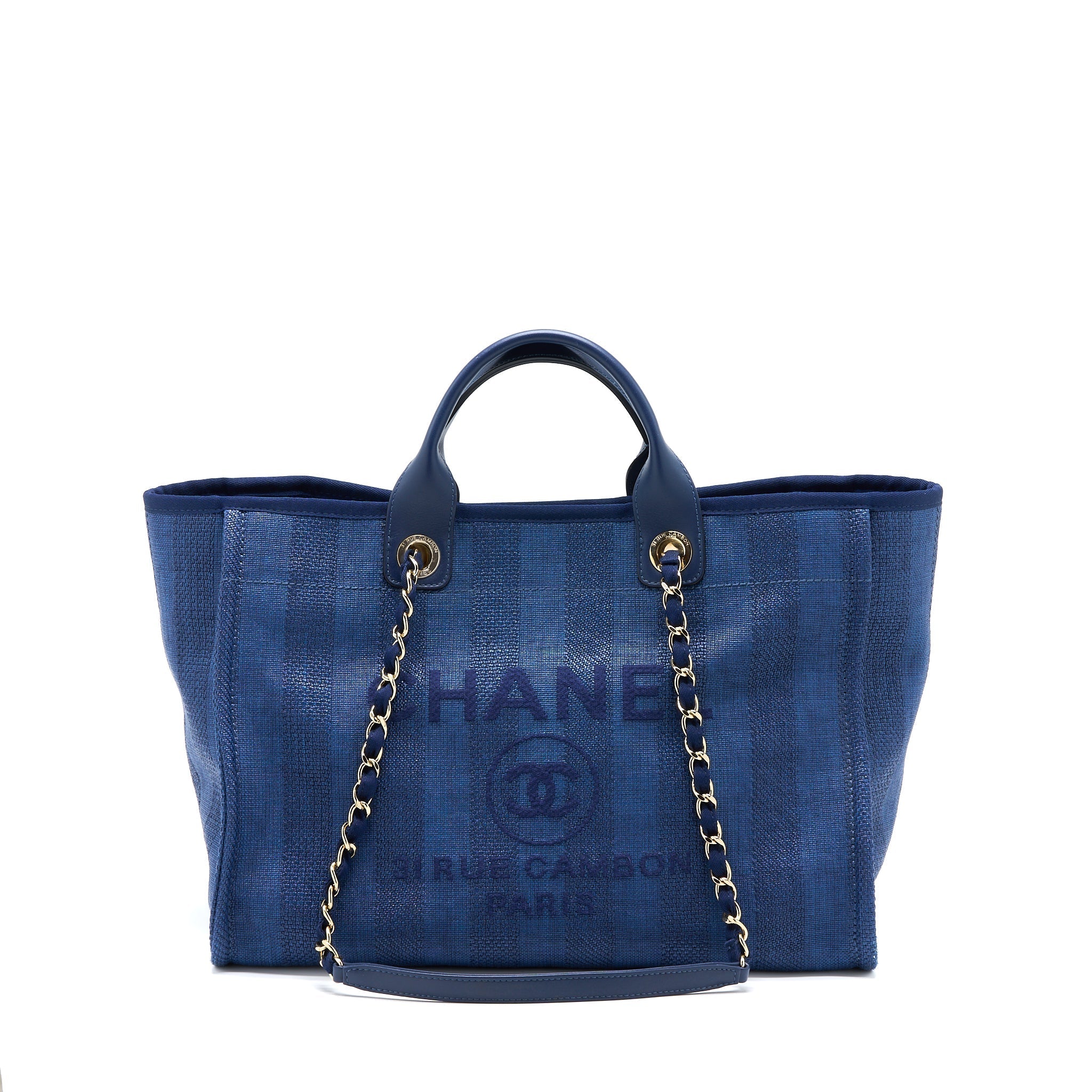 Chanel Deauville Tote Bag Canvas Dark Blue L