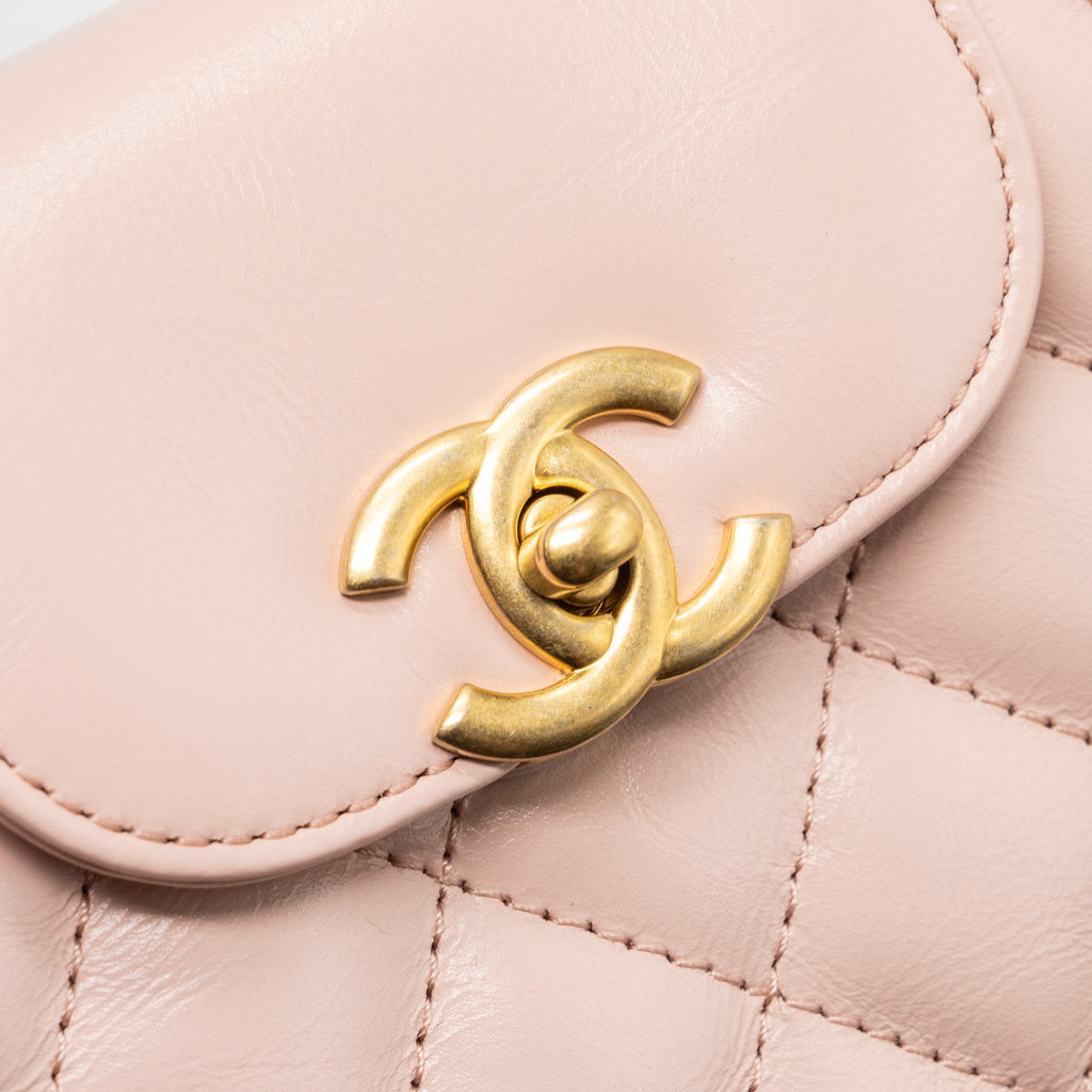 Chanel 23k mini shopping tote / kelly bag calfskin pink  (Microchip)