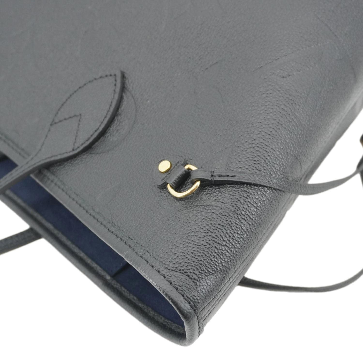 LOUIS VUITTON Neverfull MM Empreinte Leather Tote Shoulder Bag Black