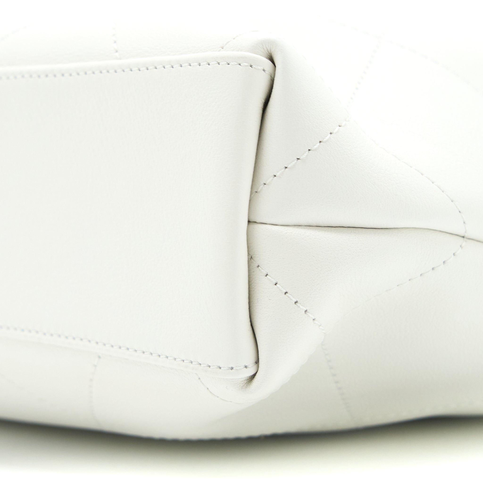 Chanel Tote Bag Quilted Calfskin White Brushed