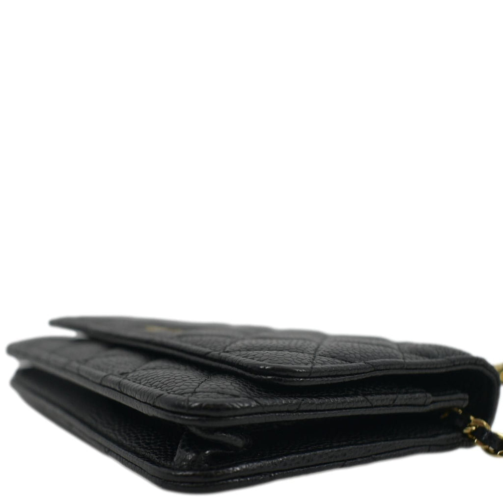 CHANEL Woc Caviar Leather Wallet On Chain Clutch Bag Black