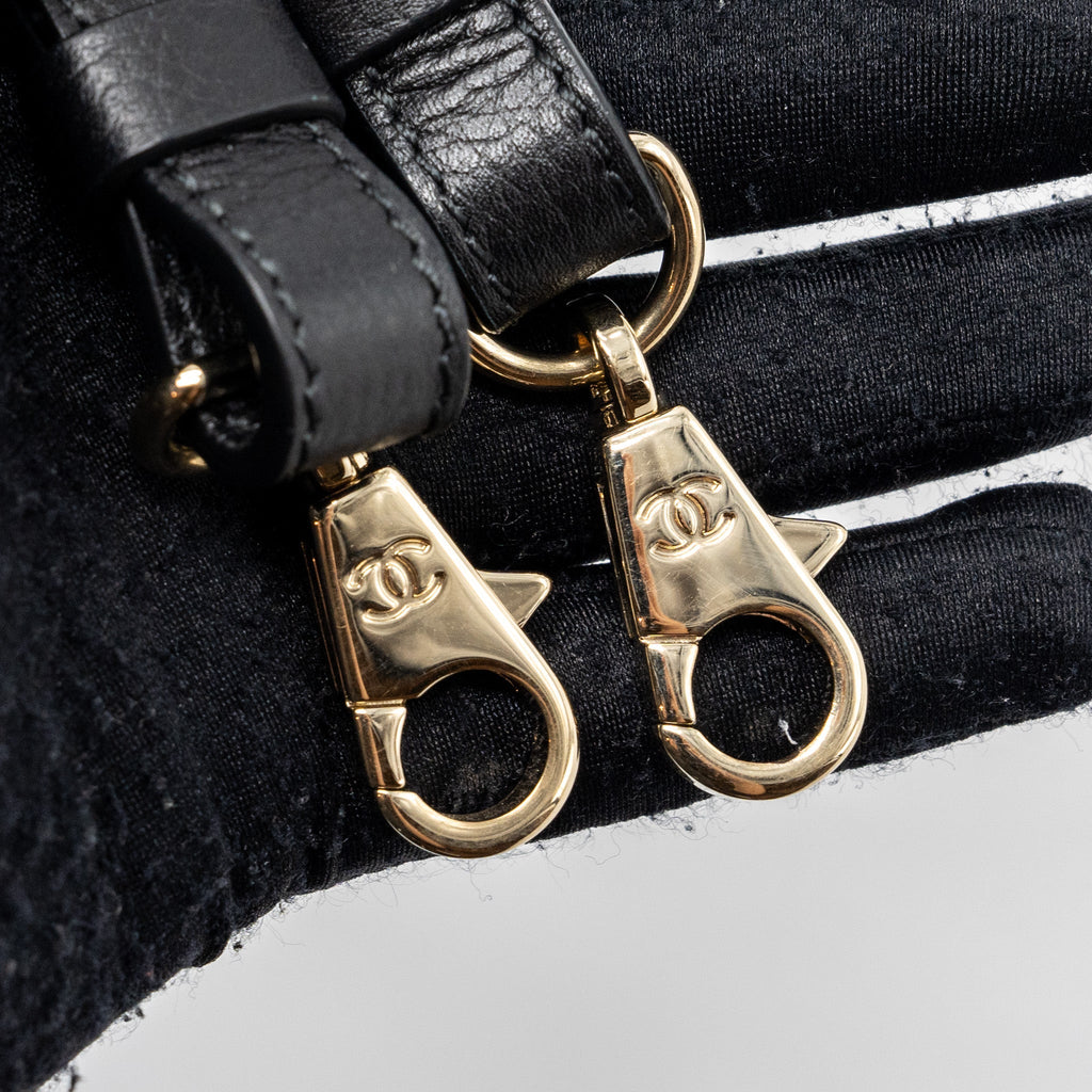 Chanel top handle small tote bag grained calfskin black L