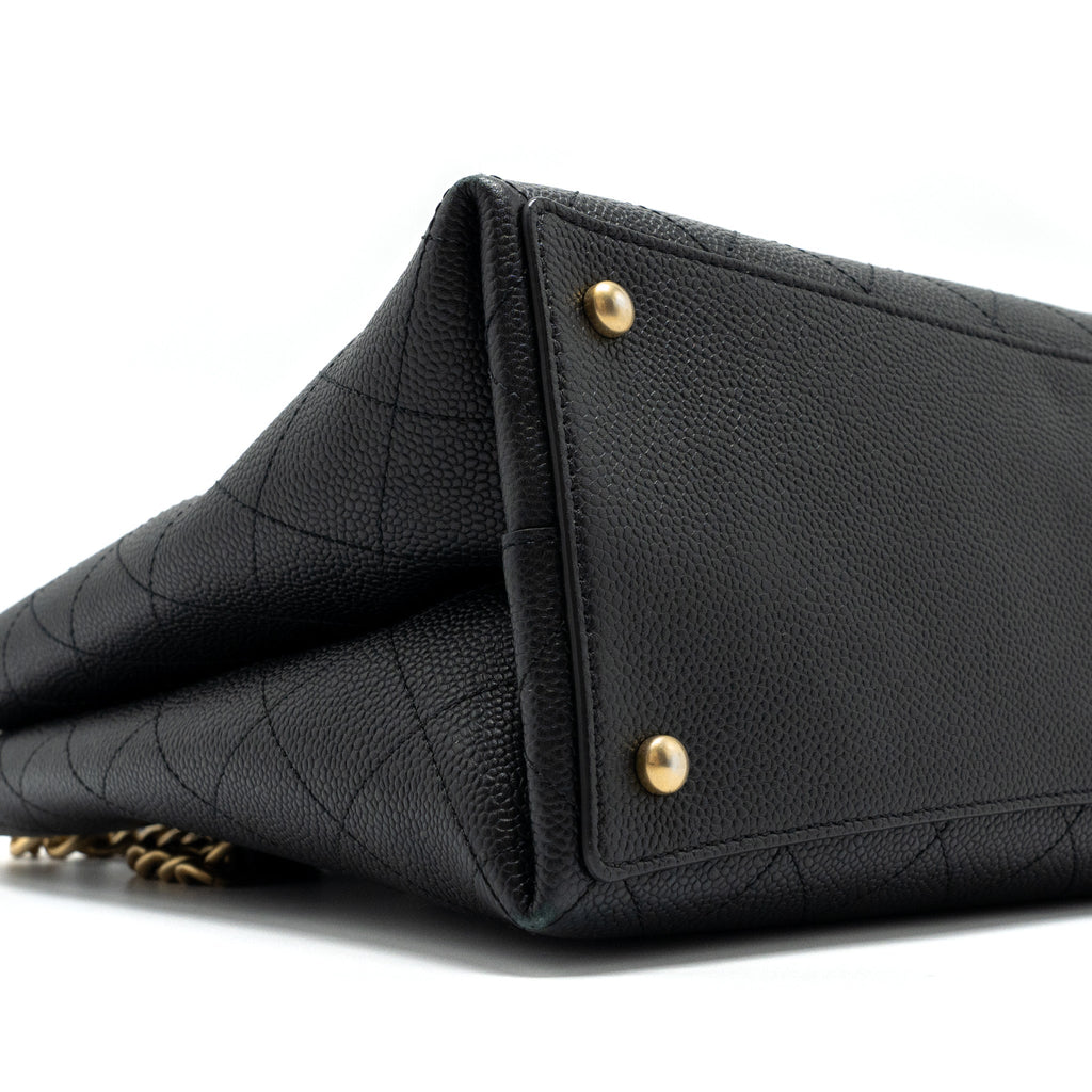 Chanel Chains Tote Bag Caviar Black Brushed