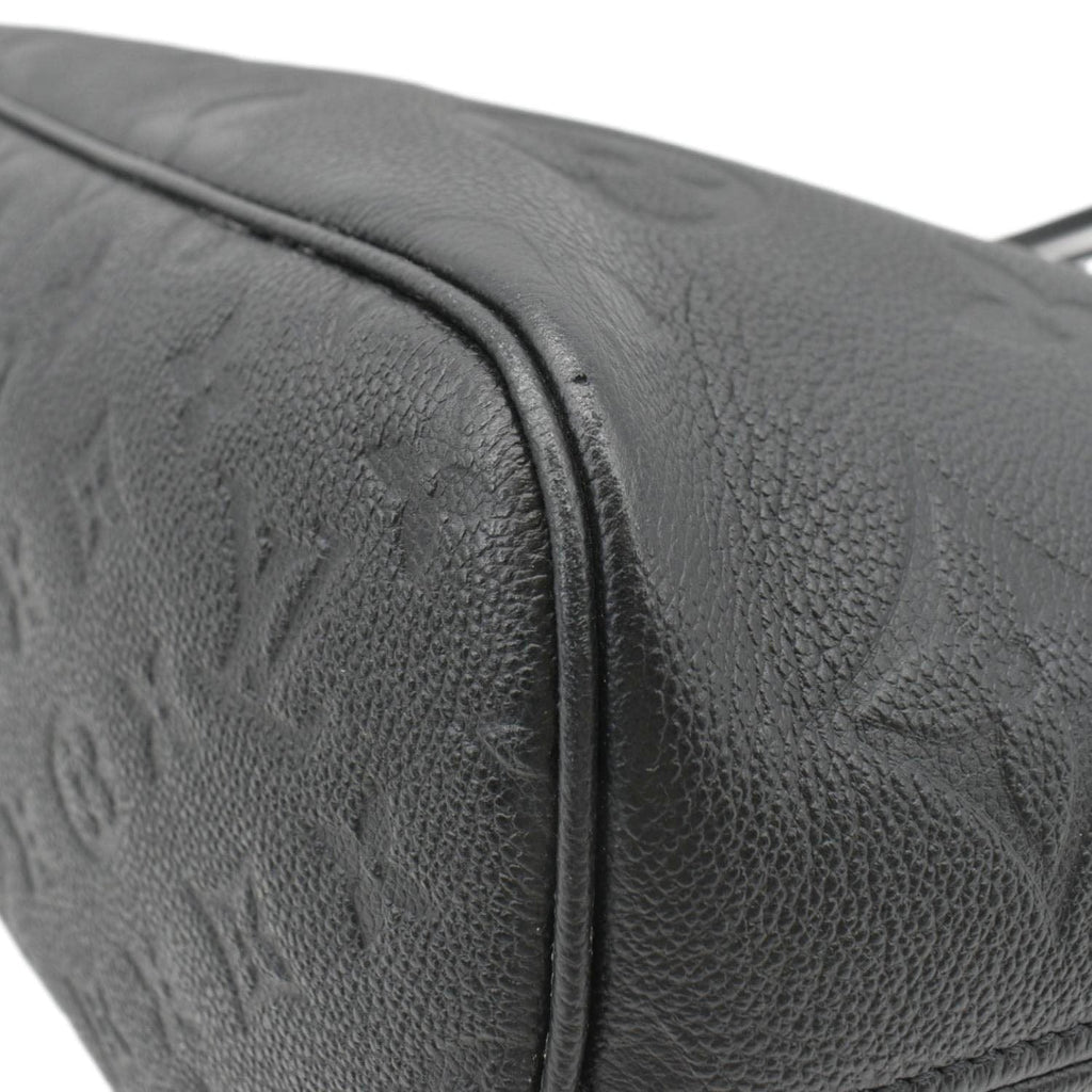 LOUIS VUITTON Neverfull MM Empreinte Leather Tote Shoulder Bag Black