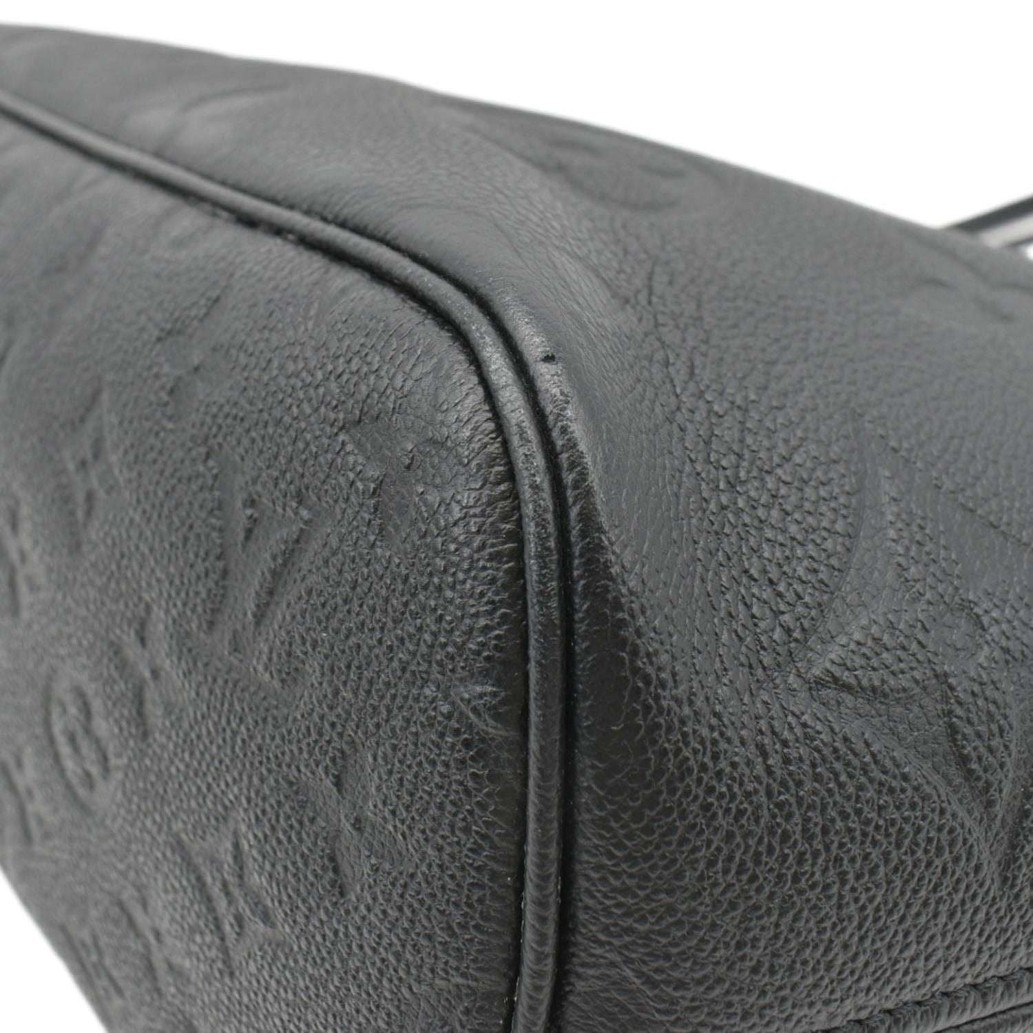 LOUIS VUITTON Neverfull MM Empreinte Leather Tote Shoulder Bag Black