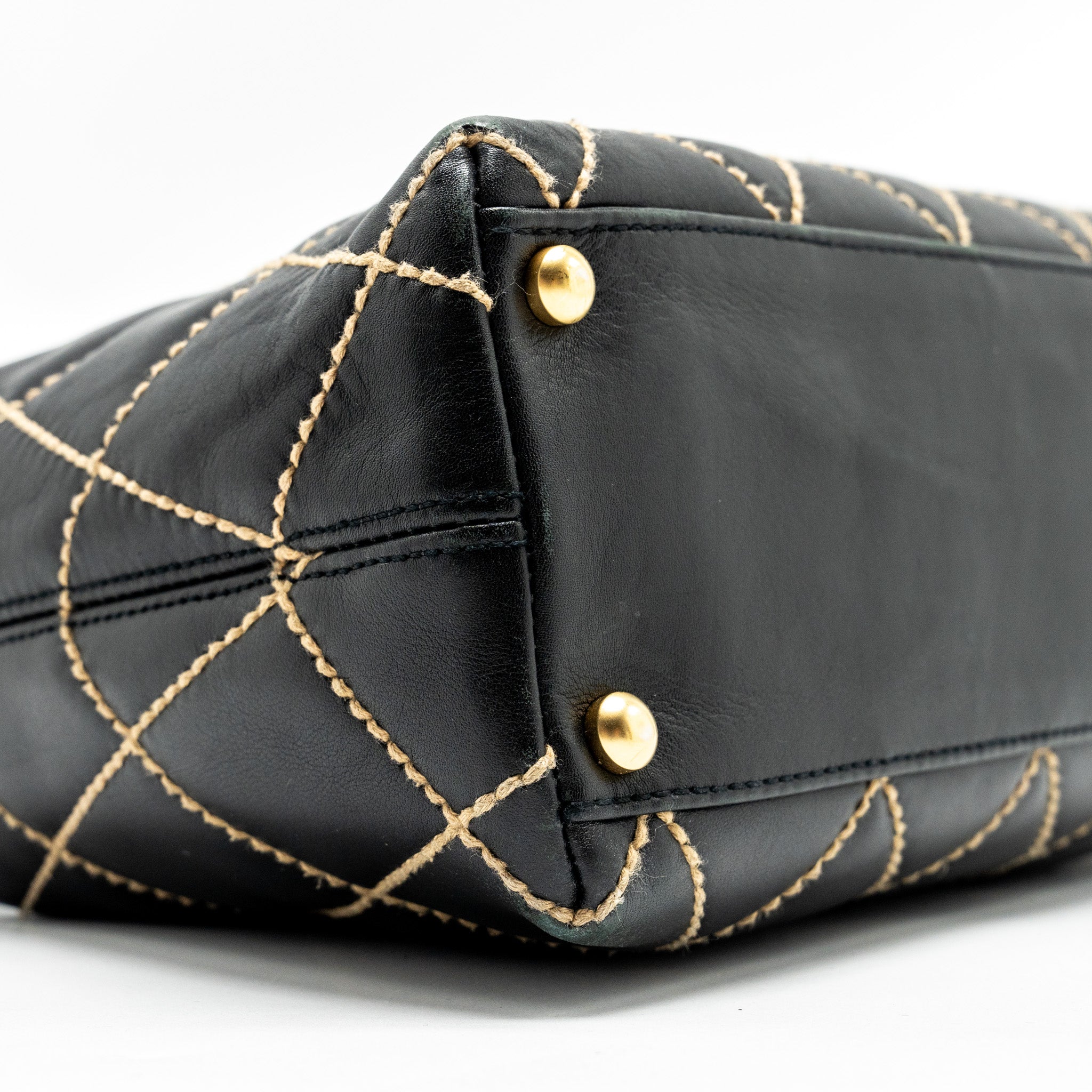 CHANEL Vintage Wild Stitch Shoulder Bag Calfskin Black
