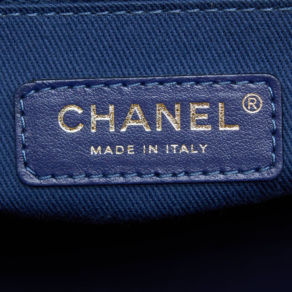 Chanel Deauville Tote Bag Canvas Dark Blue L