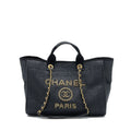 Chanel Black Raffia Deauville Tote Bag