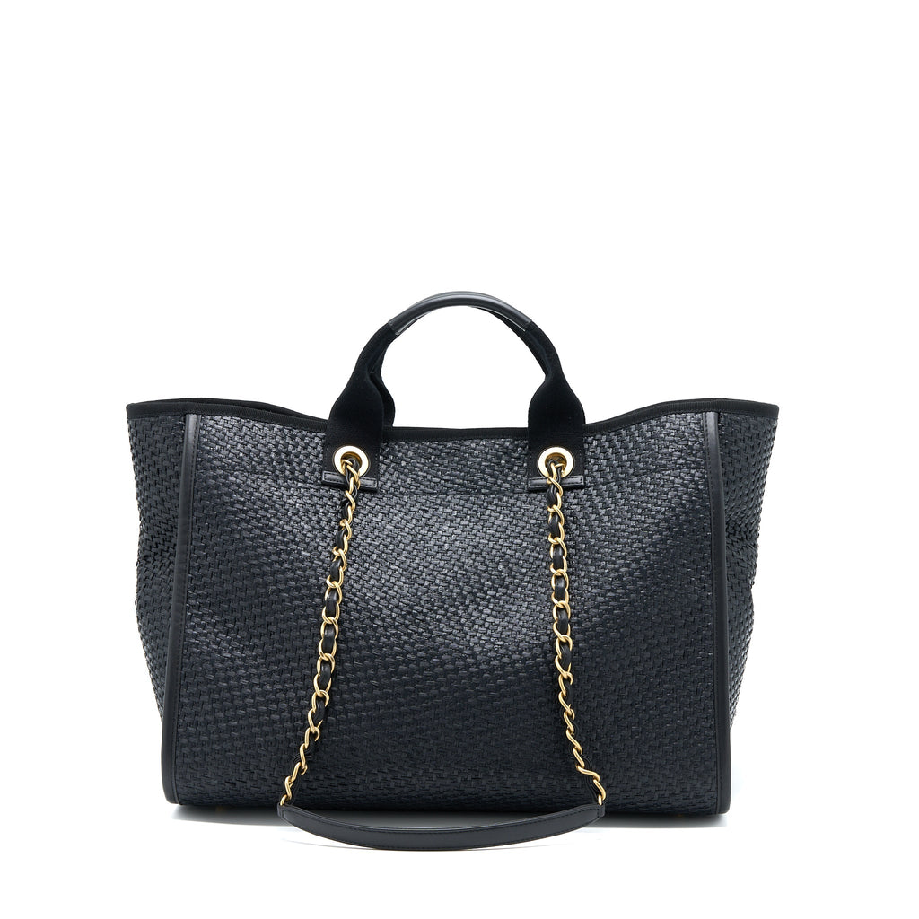 Chanel Black Raffia Deauville Tote Bag