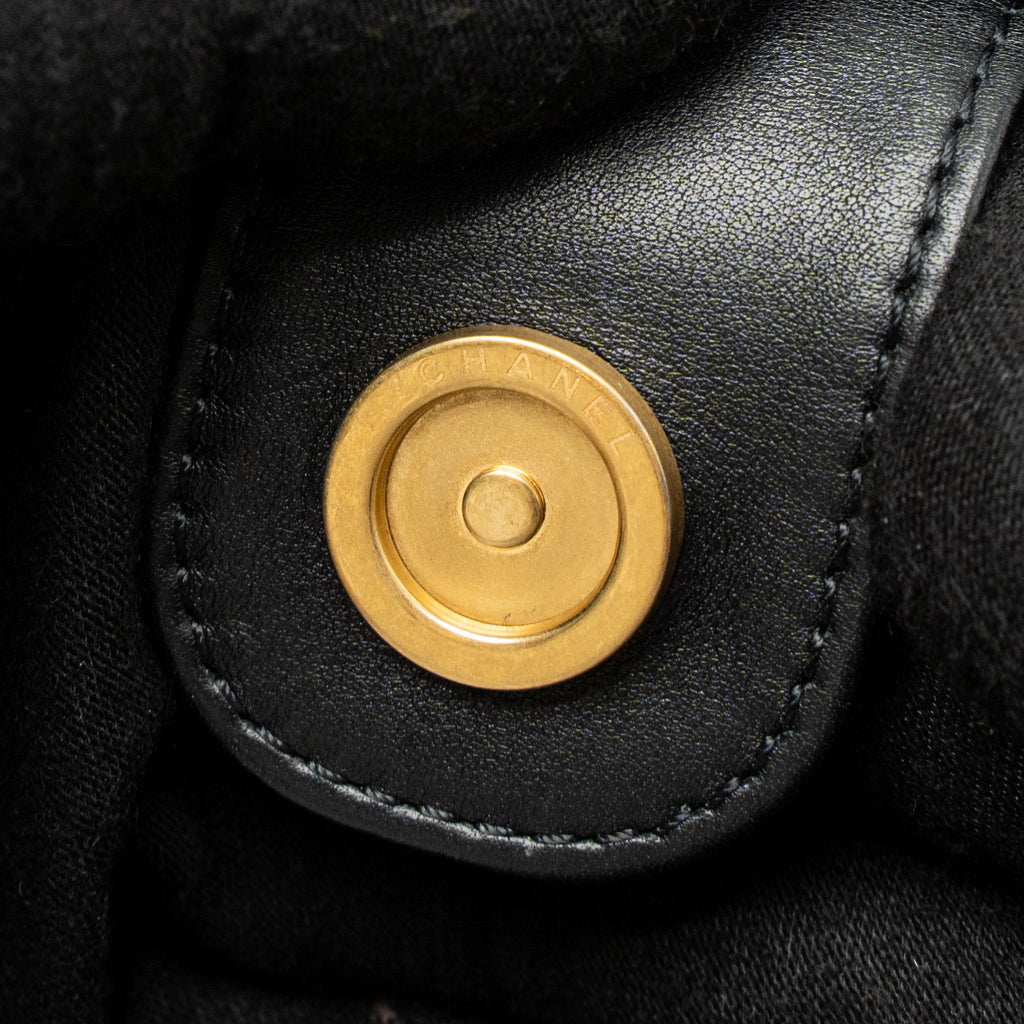 Chanel Giant CC Logo Mini Tote Bag Lambskin Black