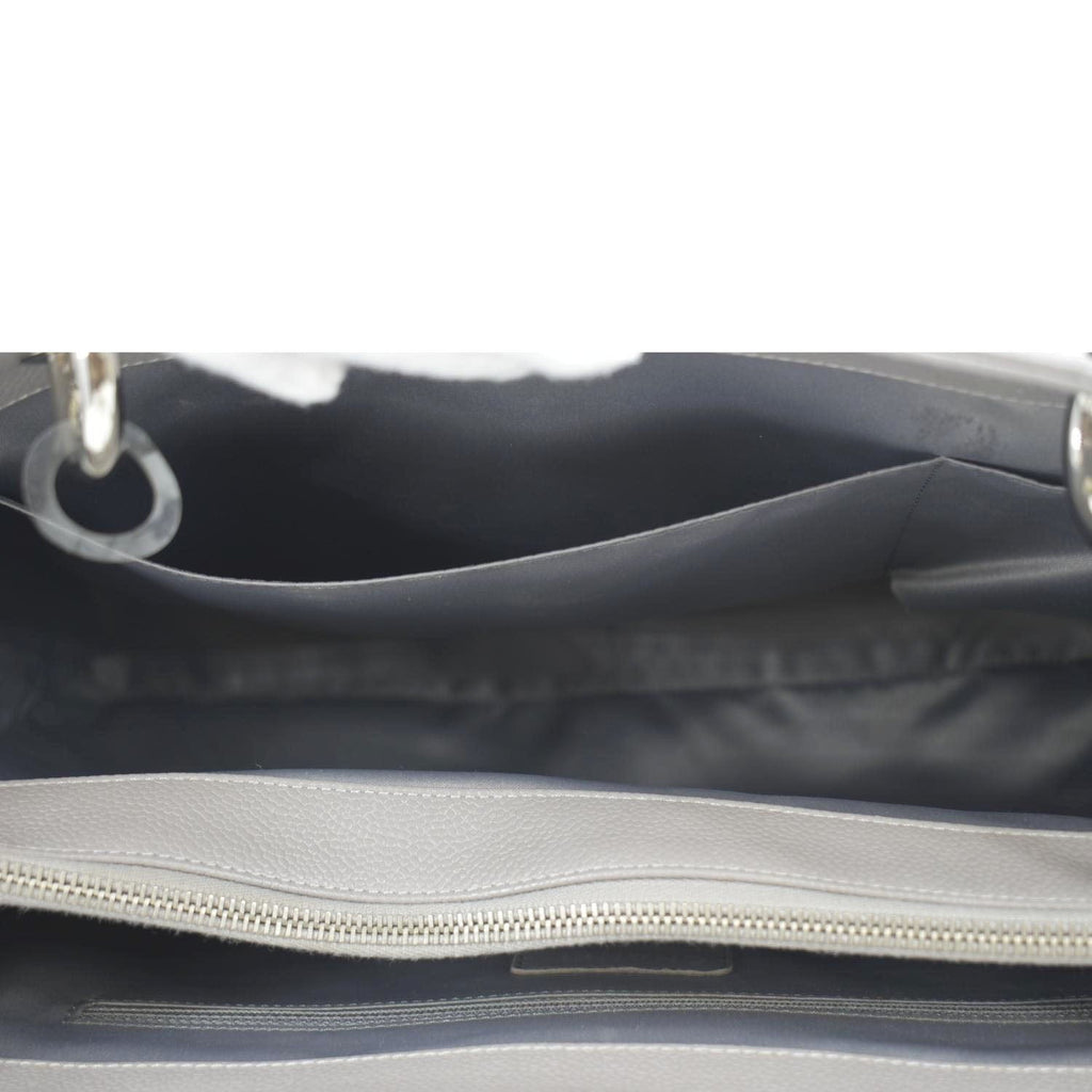 CHANEL XL Quilted Caviar Leather Shopping Tote Bag Gray