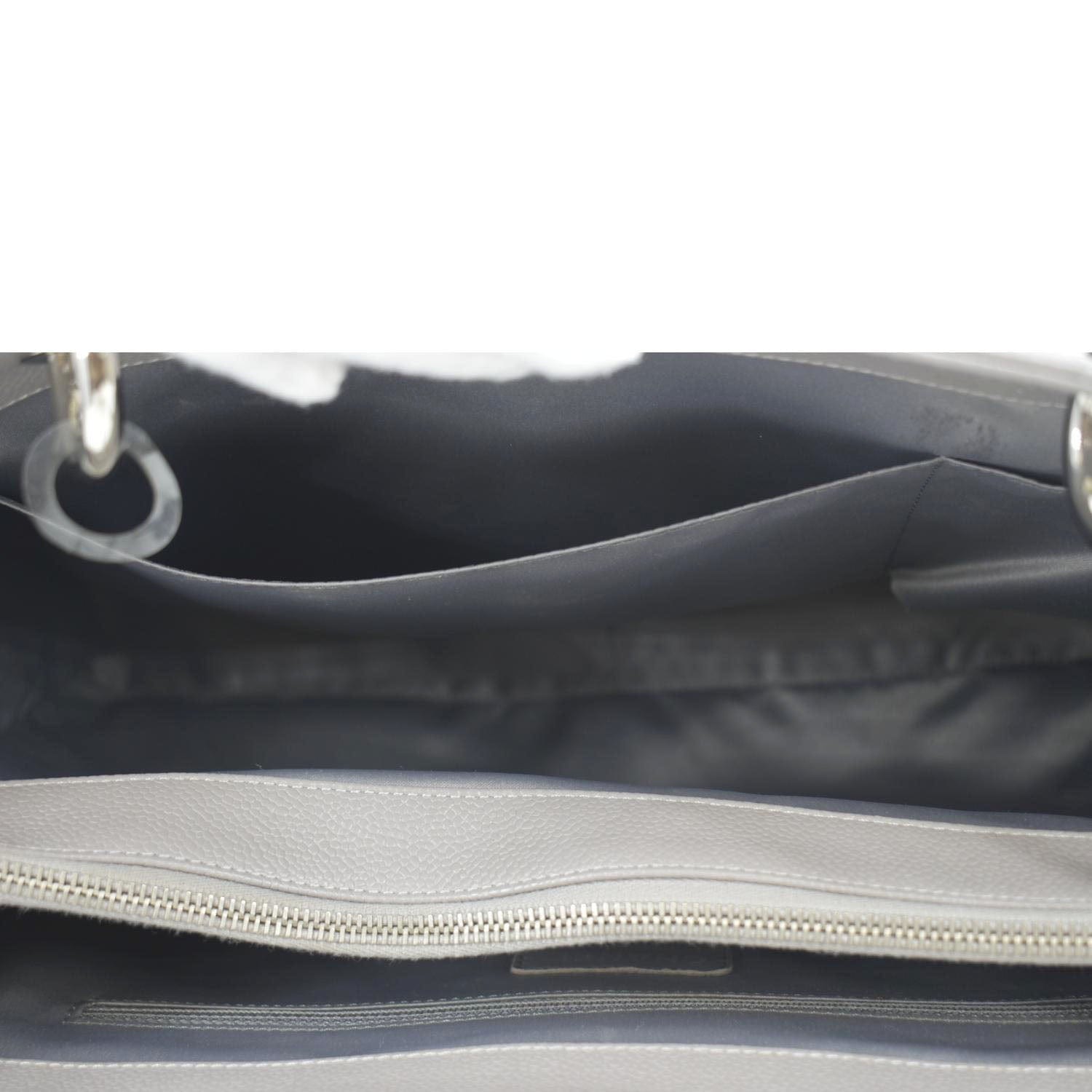 CHANEL XL Quilted Caviar Leather Shopping Tote Bag Gray