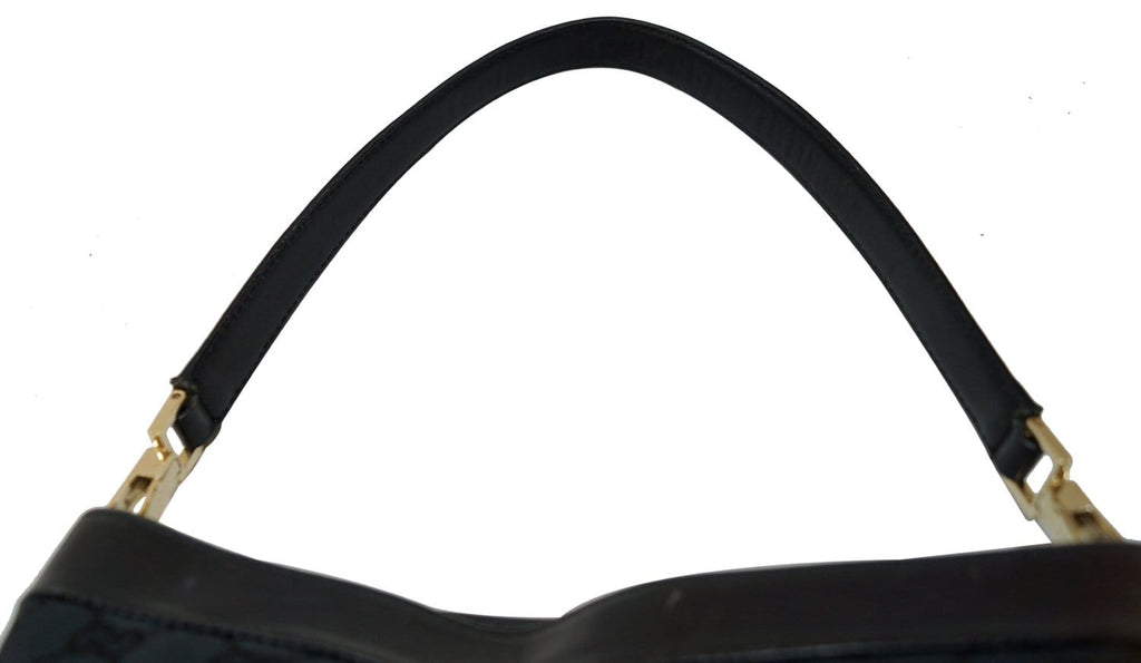 GUCCI GG Signature Monogram Black Leather Shoulder Bag