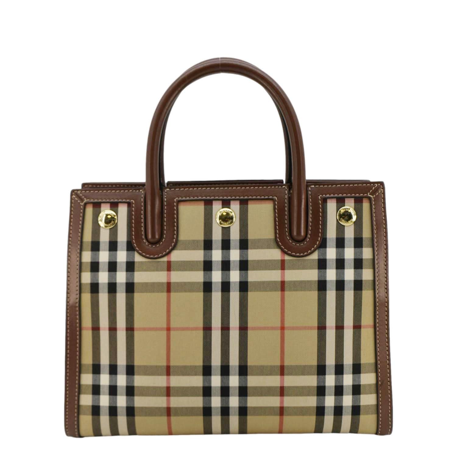 BURBERRY Title Mini Vintage Check Canvas Two Handle Shoulder Bag Brown