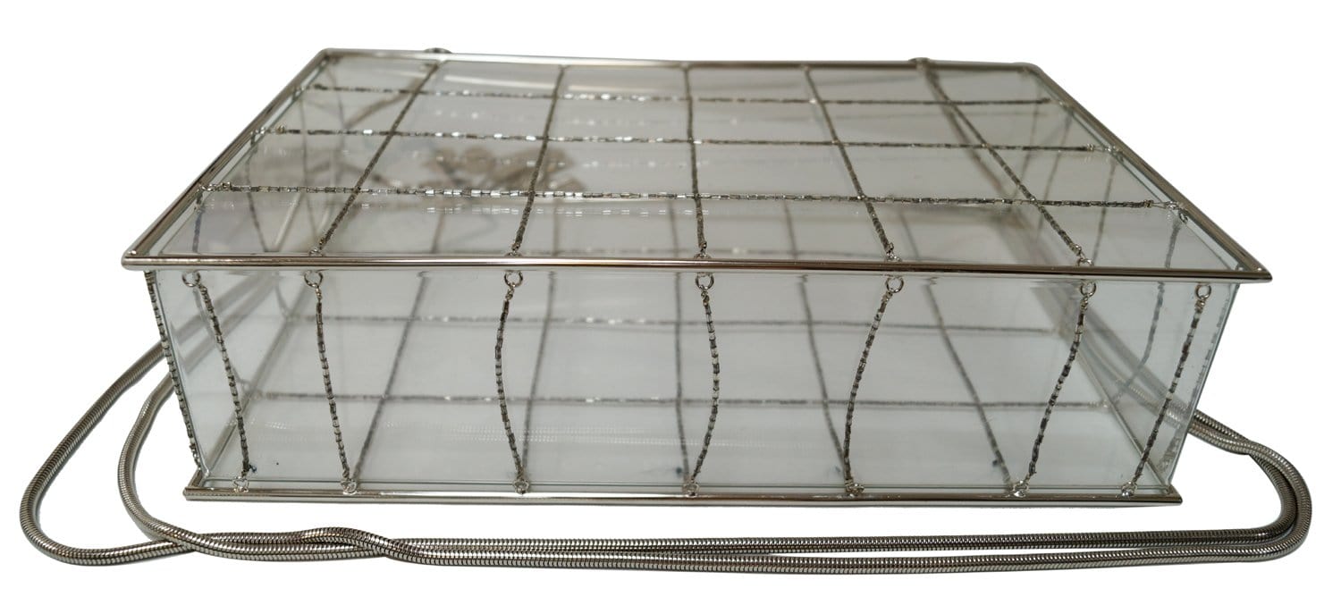 CHANEL Plastic Box Chain Grid Clear Shoulder Bag Rare