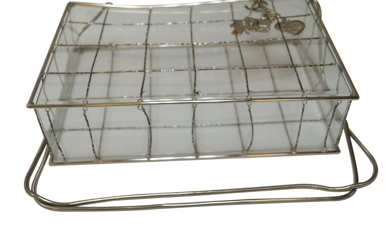 CHANEL Plastic Box Chain Grid Clear Shoulder Bag Rare