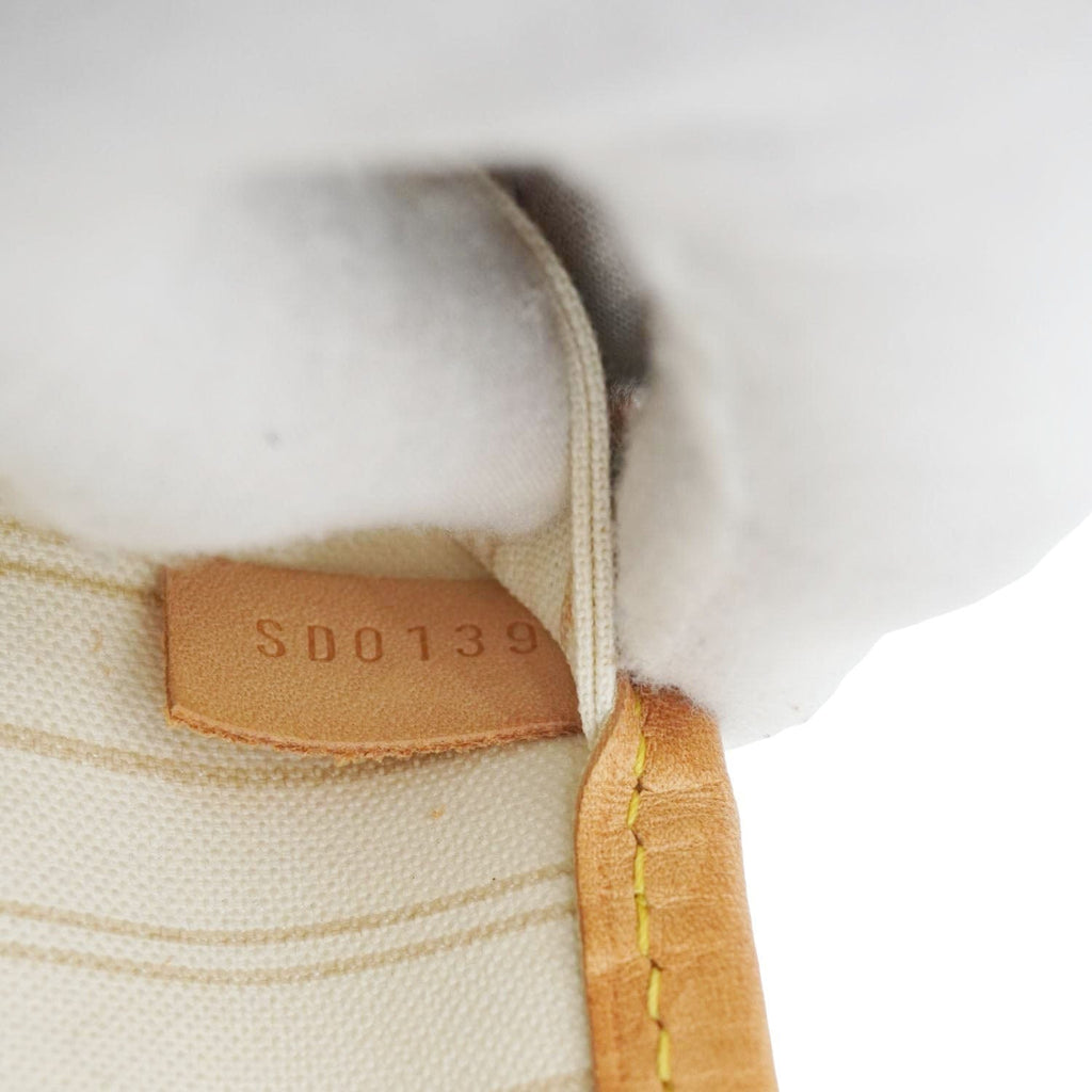 LOUIS VUITTON Neverfull MM Damier Azur Tote Shoulder Bag White