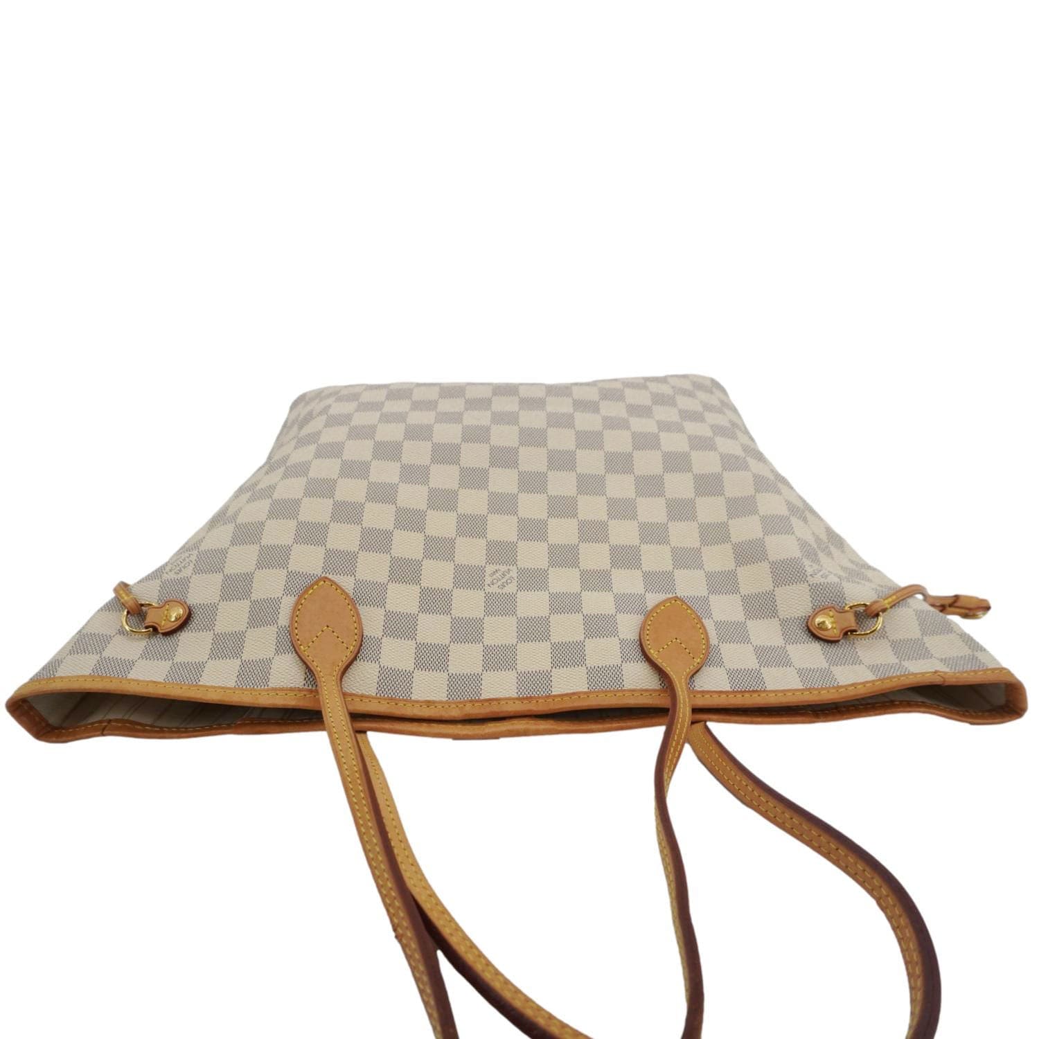 LOUIS VUITTON Neverfull MM Damier Azur Tote Shoulder Bag White