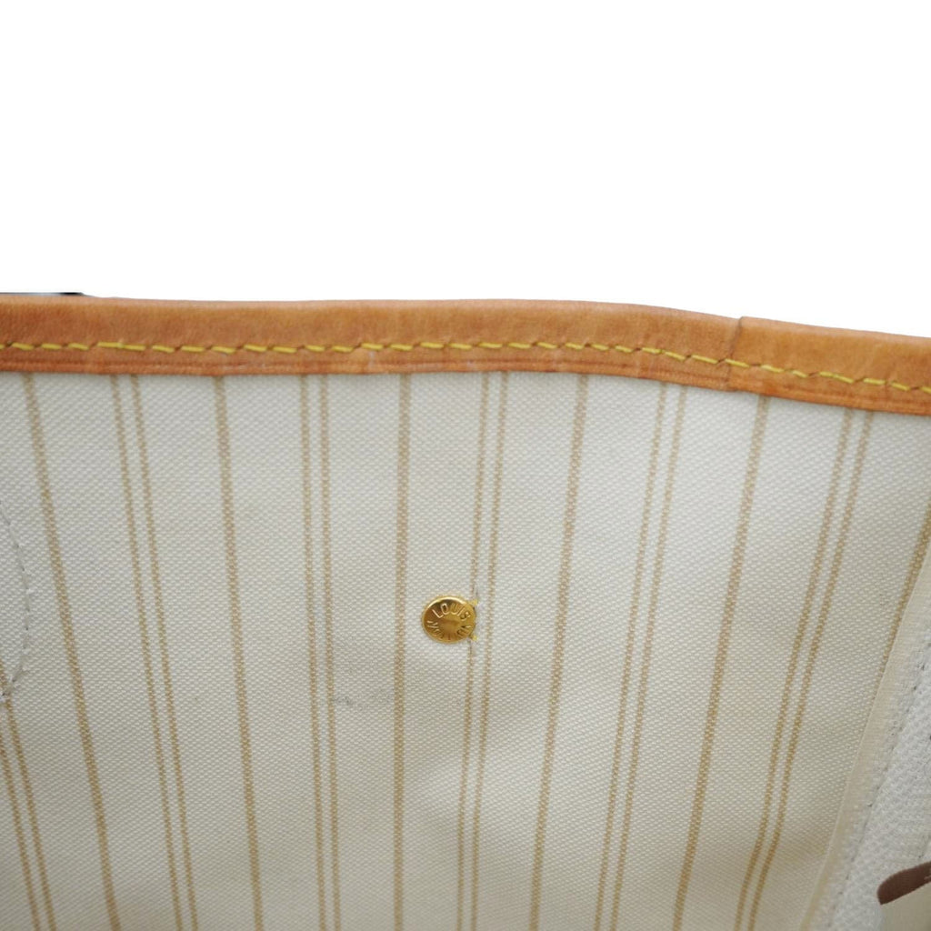 LOUIS VUITTON Neverfull MM Damier Azur Tote Shoulder Bag White