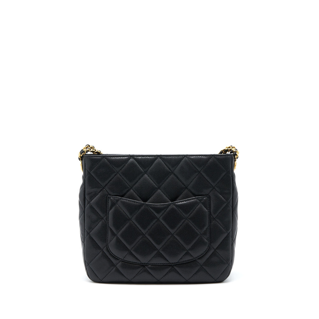 Chanel 22A Twist Your Buttons Hobo Shoulder Bag Caviar Black  (Microchip)