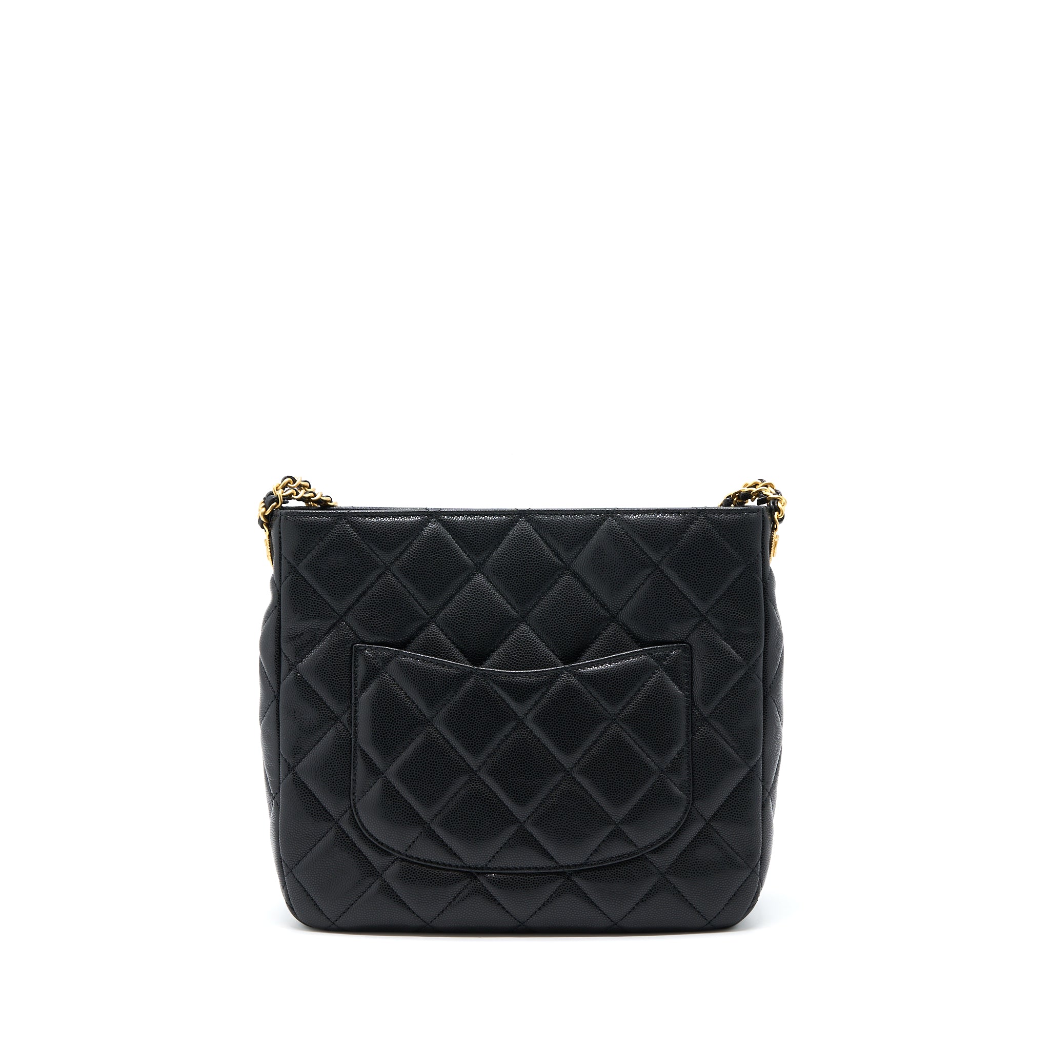 Chanel 22A Twist Your Buttons Hobo Shoulder Bag Caviar Black  (Microchip)