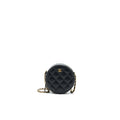 Chanel Round Clutch with Chain Black Brushed