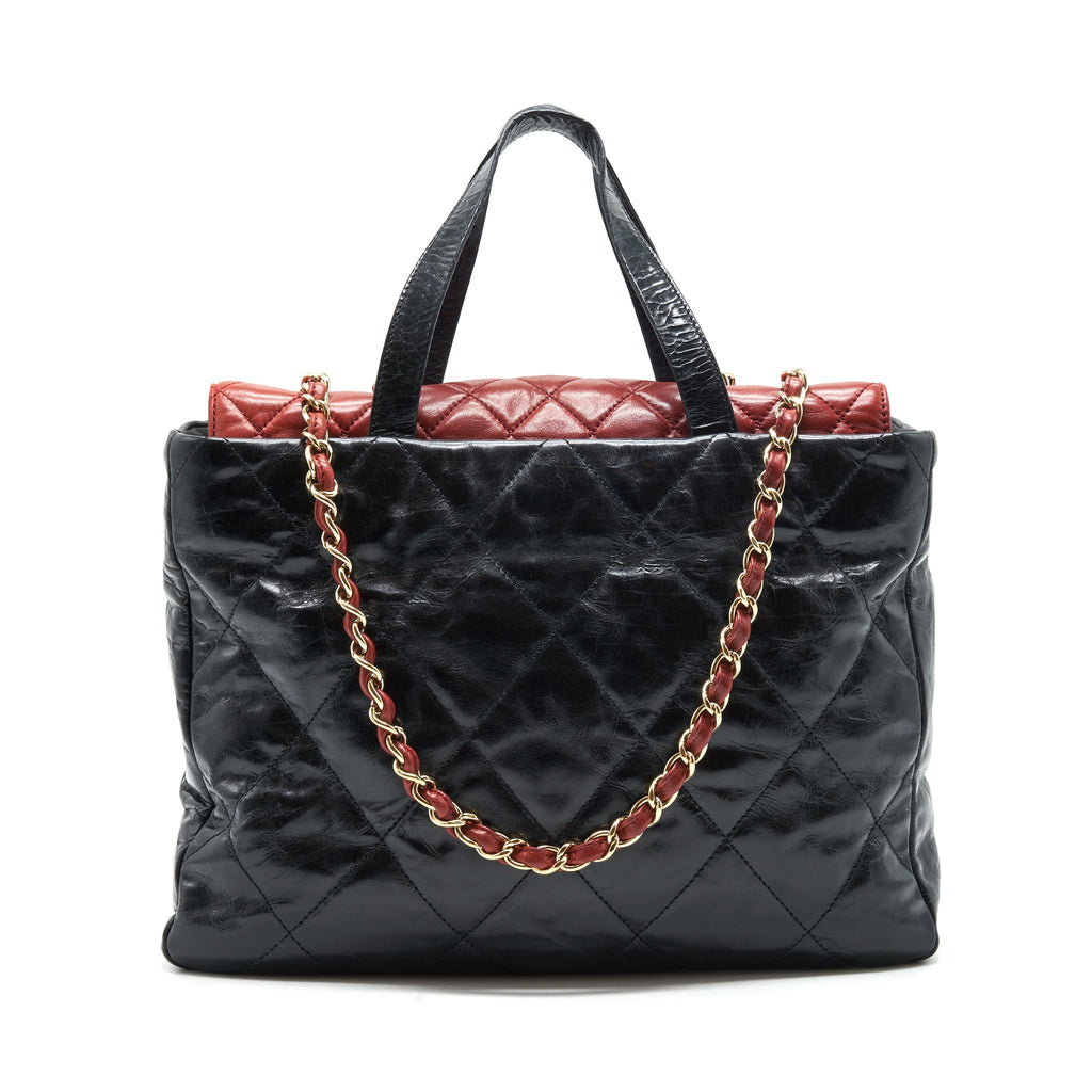 Chanel Calfskin Tote bag with Chain black and Red