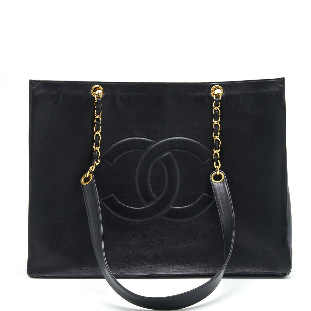 Chanel Vintage CC Timeless Shopping Tote Lambskin Black